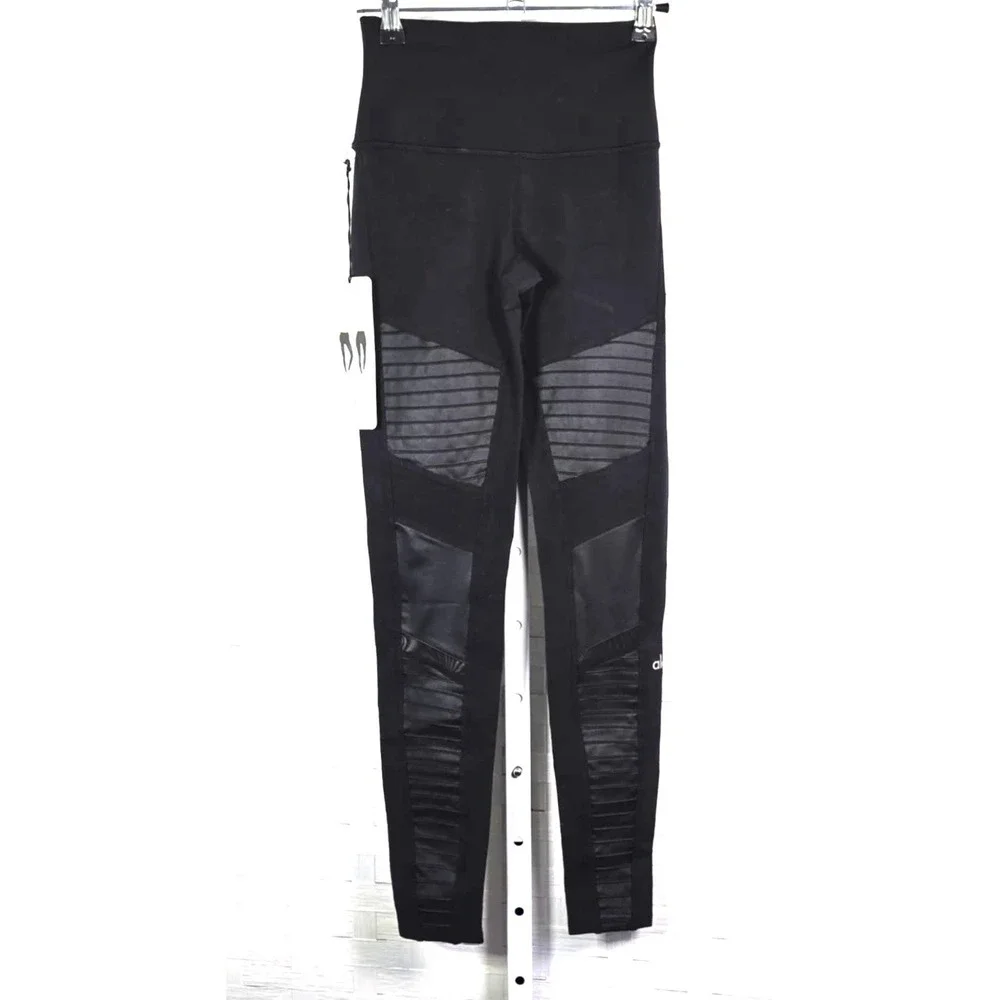 Alo yoga high waist Moto legging Black new XS Reg‎ $114